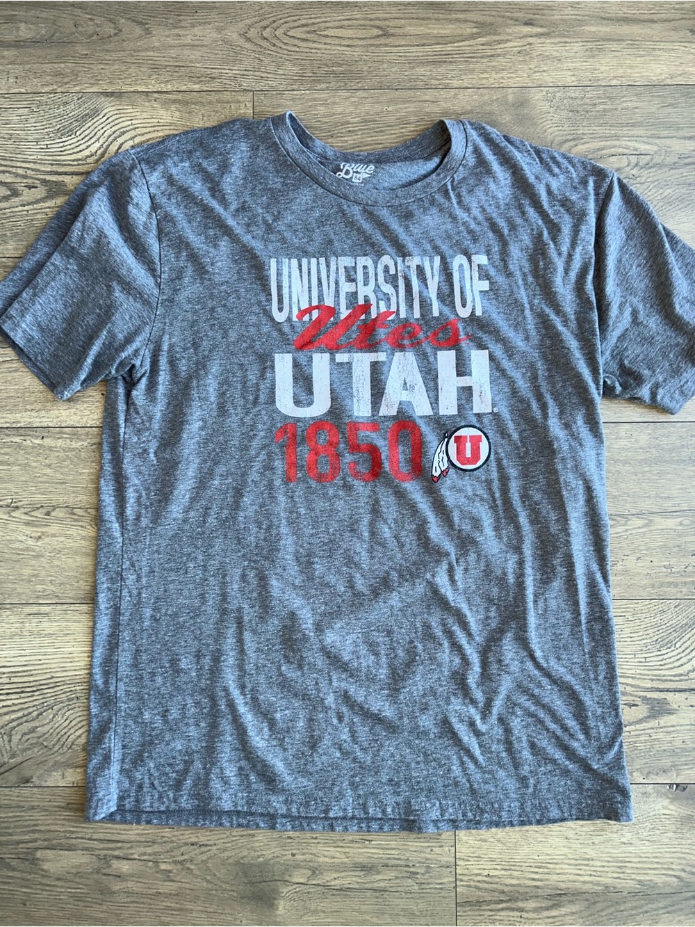 University of Utah Heather Gray Tee with Red & White Graphics
